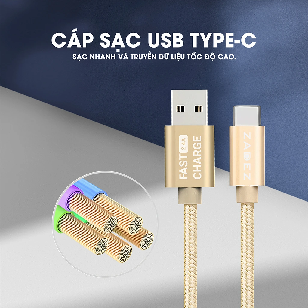 CÁP SẠC NHANH VÀ TRUYỀN DỮ LIỆU TYPE-C ZADEZ ZCC 135 CÁP SẠC NHANH VÀ TRUYỀN DỮ LIỆU TYPE-C ZADEZ ZCC 135