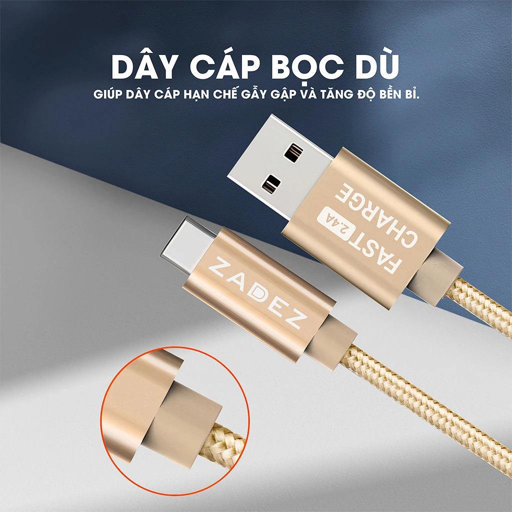 CÁP SẠC NHANH VÀ TRUYỀN DỮ LIỆU TYPE-C ZADEZ ZCC 135 CÁP SẠC NHANH VÀ TRUYỀN DỮ LIỆU TYPE-C ZADEZ ZCC 135