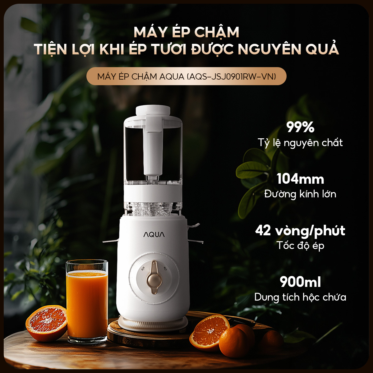 Máy ép chậm AQUA AQS-JSJ0901RW-VN Máy ép chậm AQUA AQS-JSJ0901RW-VN