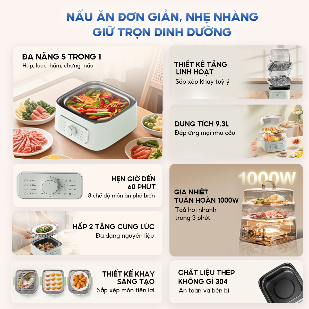 Nồi lẩu điện đa năng AQUA ASMC-ES902(W) Nồi lẩu điện đa năng AQUA ASMC-ES902(W)